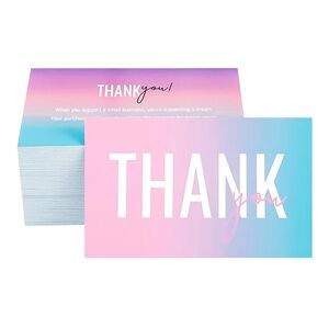 25 Thank You Cards - Purple, Pink and Blue Pastel Ombre